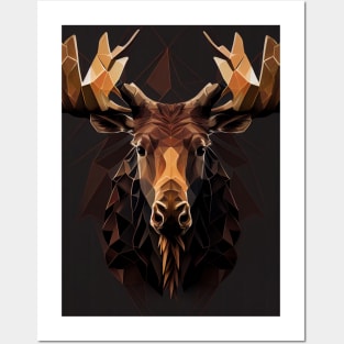 Triangle Moose - Abstract polygon animal face staring Posters and Art